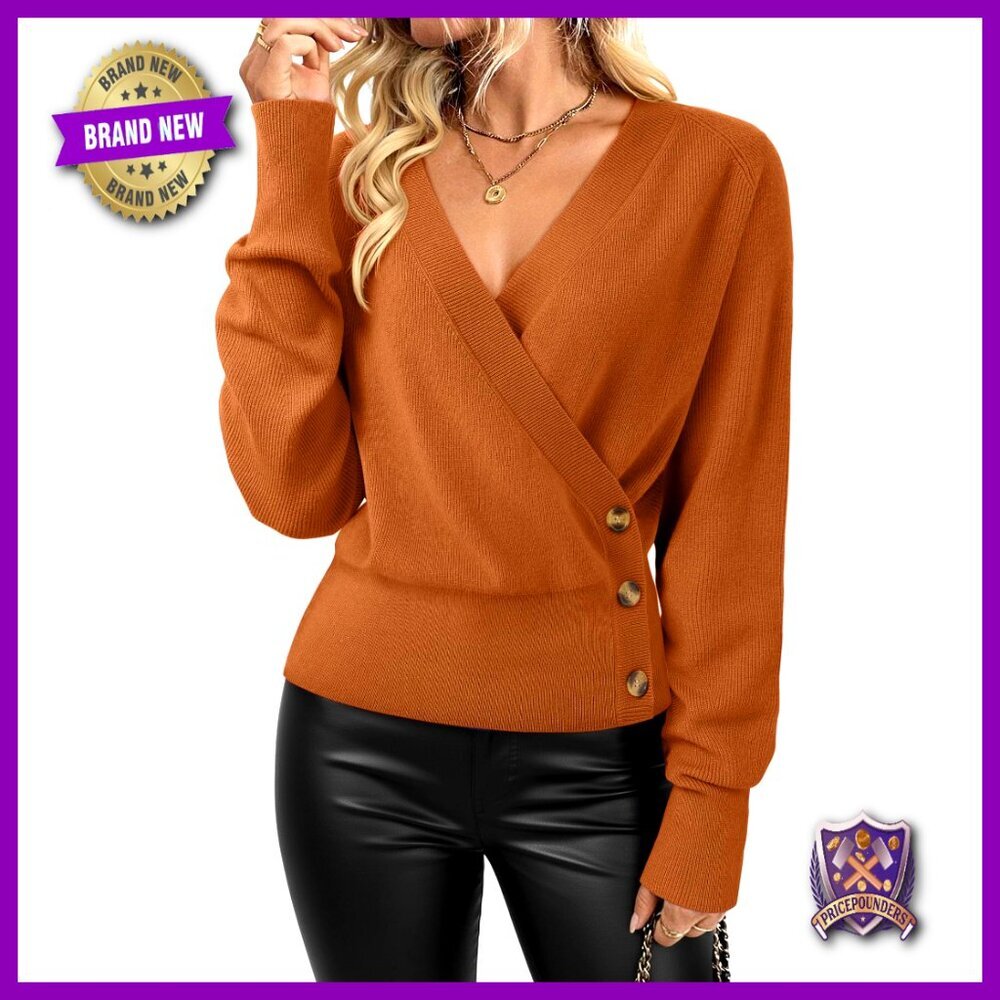 Long Sleeve V Neck Pullover Sweater Business Casual Knit Top